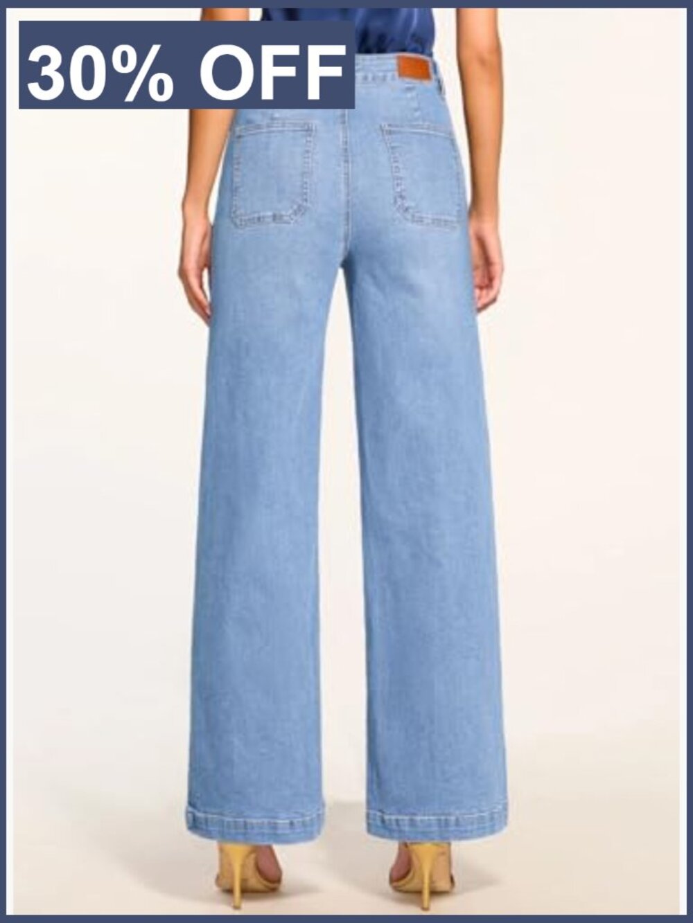 High Waisted Wide Leg Jeans Stretchy Baggy Straight Denim Pants Pockets - Picture 2 of 7